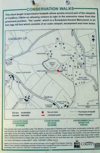 Map of Cadbury castle