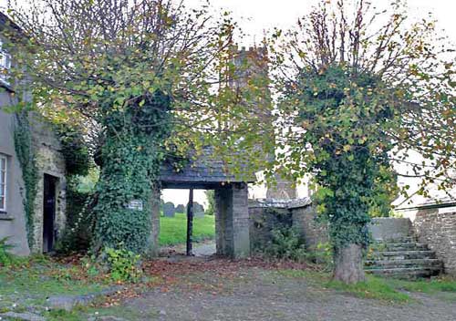 Hartland church hidden by trees