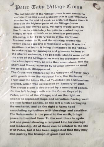 Explanation of the village cross at Peter Tavy